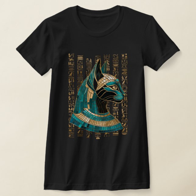 Egyptian Cat Goddess Bastet -Mosaic Art T-Shirt (Laydown)