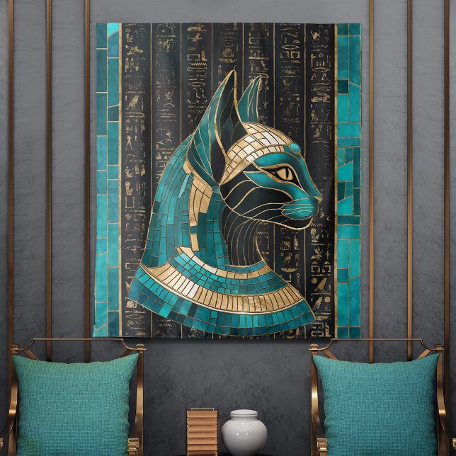 Egyptian Cat Goddess Bastet -Mosaic Art Tapestry (Creator Uploaded)