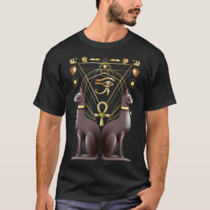 Egyptian Cat Horus Eye Ankh Sacred Geometry T-Shirt