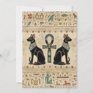 Egyptian Cats and ankh cross Holiday Card