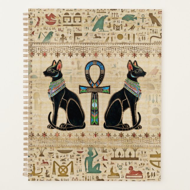 Egyptian Cats and ankh cross Planner (Front)