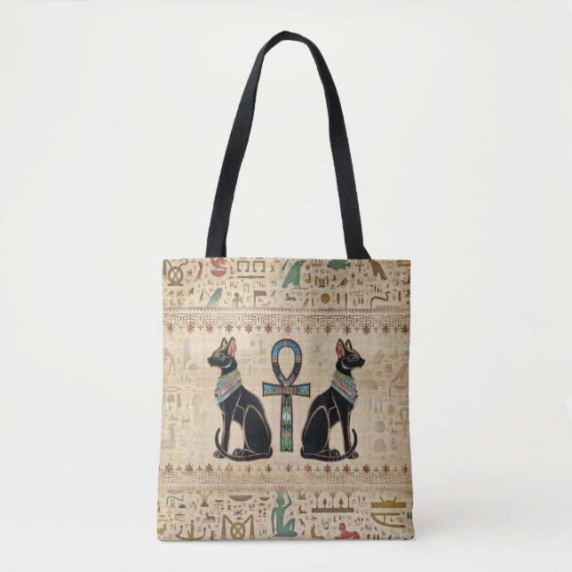 Egyptian Cats and ankh cross Tote Bag (Front)