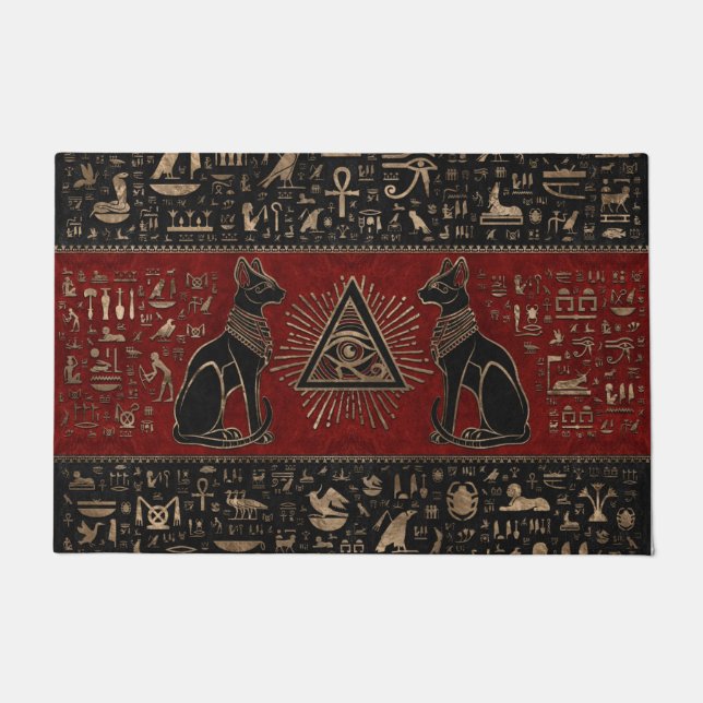 Egyptian Cats and Eye of Horus Doormat (Front)