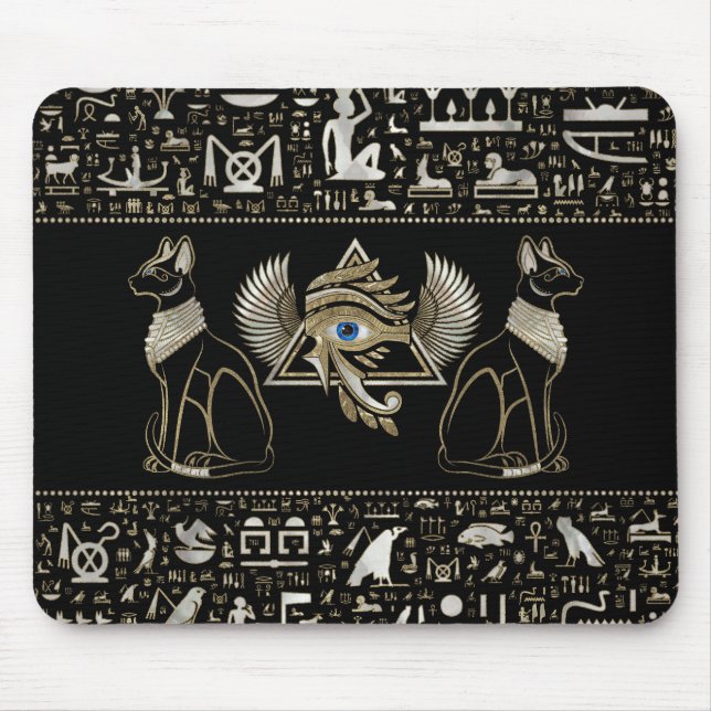 Egyptian Cats and Eye of Horus Mouse Pad (Front)