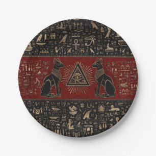 Egyptian Cats and Eye of Horus Paper Plate