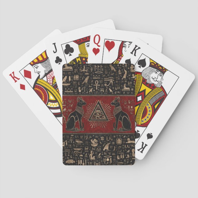 Egyptian Cats and Eye of Horus Playing Cards (Back)