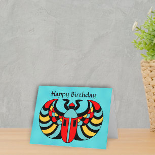 Egyptian Colorful Vibrant Scarab Beetle Birthday Card