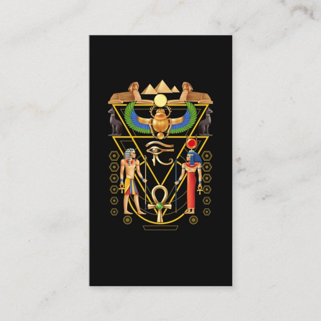 Egyptian Culture Scarab Artefact Ankh Horus Eye Business Card (Front)