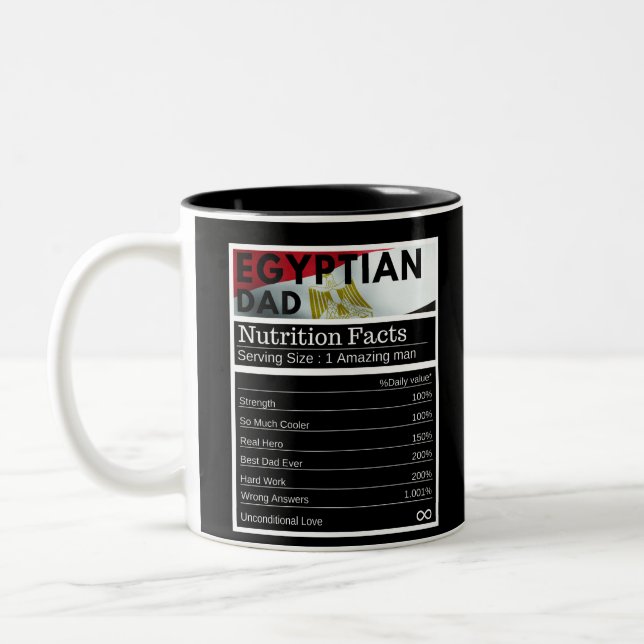 Egyptian dad nutrition facts Two-Tone coffee mug (Left)