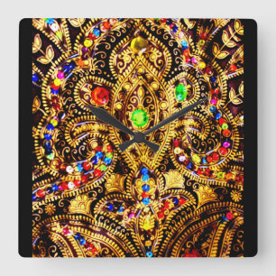 Egyptian Dress Pattern Square Wall Clock