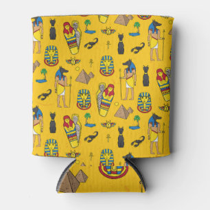 Egyptian elements, Anubis, pyramids pattern. Can Cooler
