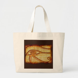 Egyptian Eye of Horus Ancient Papyrus-effect Art Large Tote Bag