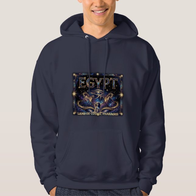 Egyptian Eye of Horus Cosmic Pyramid Art Hoodie (Front)