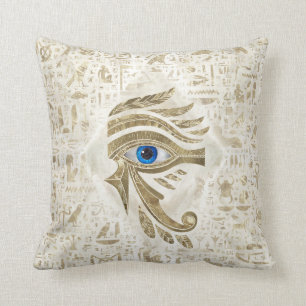 Egyptian Eye of Horus - Gold and pearl Cushion