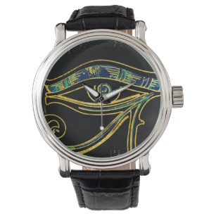 Egyptian Eye of Horus  on hieroglyphics and marble Watch