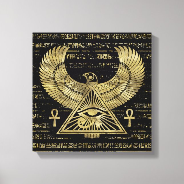 Egyptian Eye of Horus - Wadjet Gold and Black Canvas Print (Front)
