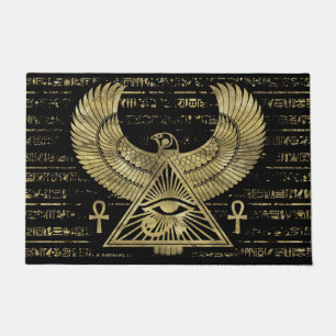 Egyptian Eye of Horus - Wadjet Gold and Black Doormat
