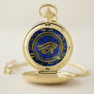 Egyptian Eye of Horus - Wadjet Lapis Lazuli Pocket Watch