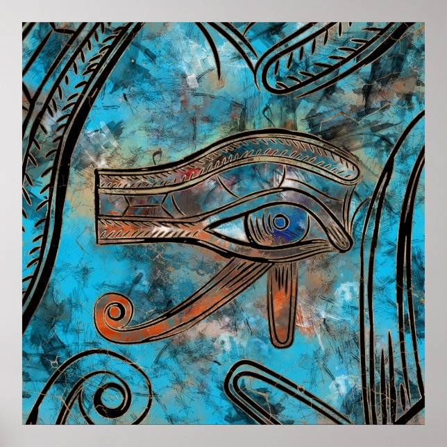 Egyptian Eye of Horus - Wadjet - Mixed Media Poster (Front)
