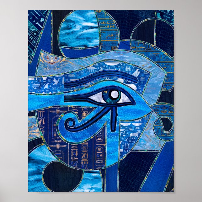 Egyptian Eye of Horus - Wadjet - Mixed Textures Poster (Front)
