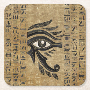 Egyptian Eye of Horus - Wadjet Square Paper Coaster