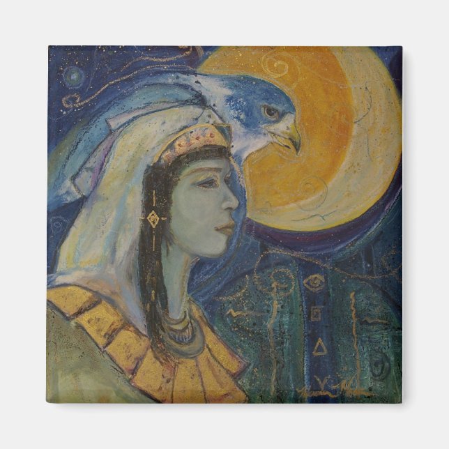 Egyptian Falcoln Moon Goddess Magnet (Front)