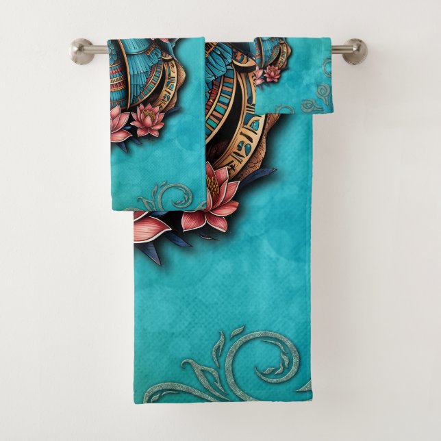 Egyptian Falcon God.  Bath Towel Set (Insitu)