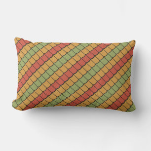 Egyptian Feathers Red Yellow Green Lumbar Pillow