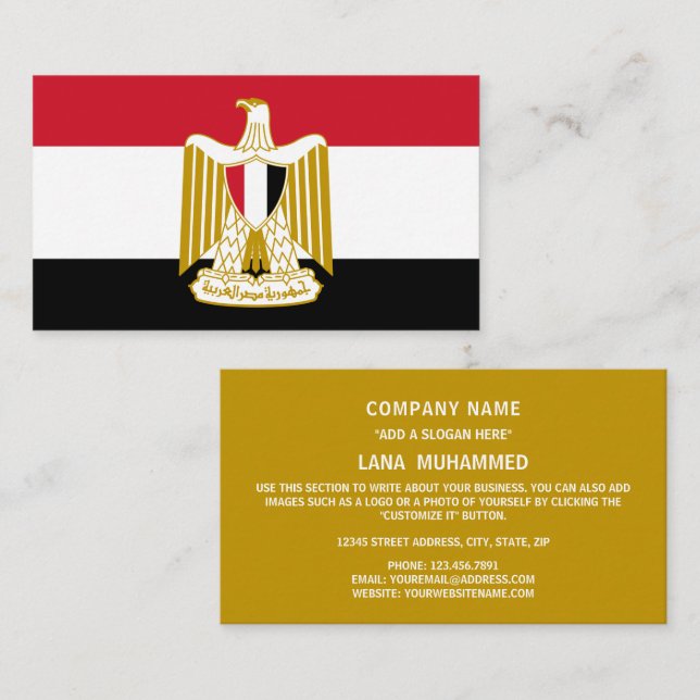 Egyptian Flag & Coat of Arms, Flag of Egypt Business Card (Front/Back)
