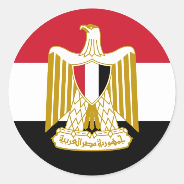 Egyptian Flag & Coat of Arms, Flag of Egypt Classic Round Sticker (Front)