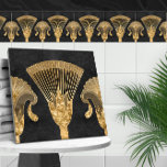 Egyptian Floral Border - Gold and Black Marble Tile<br><div class="desc">Egyptian Floral Border - Gold and Black Marble</div>