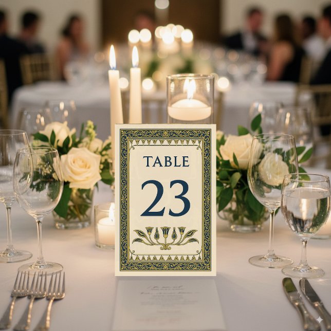 Egyptian Floral & Leaf Border – Editable Table Number (Creator Uploaded)