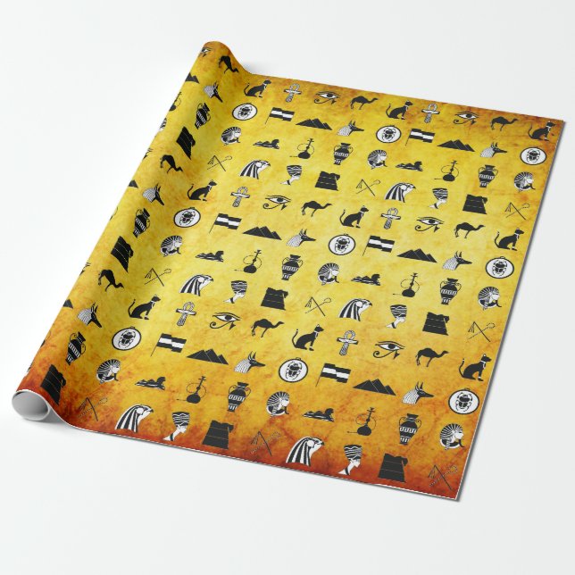 Egyptian Gift Wrapping Paper (Unrolled)