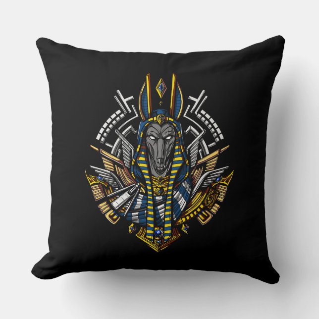 Egyptian God Anubis Ancient Wolf Pharaoh Cushion (Front)