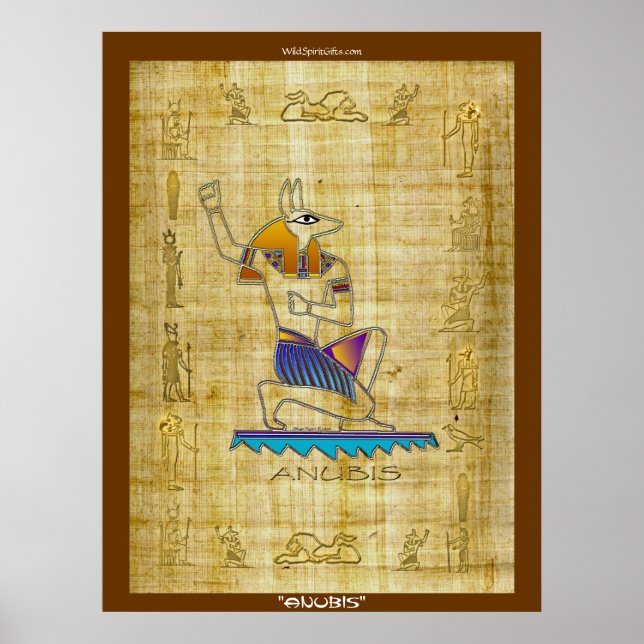 Egyptian God "ANUBIS on Papyrus" Art Poster (Front)