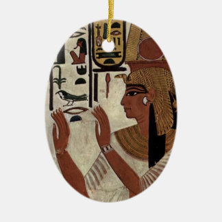 Egyptian goddess hieroglyphics pattern ceramic tree decoration
