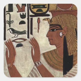 Egyptian goddess hieroglyphics pattern square sticker