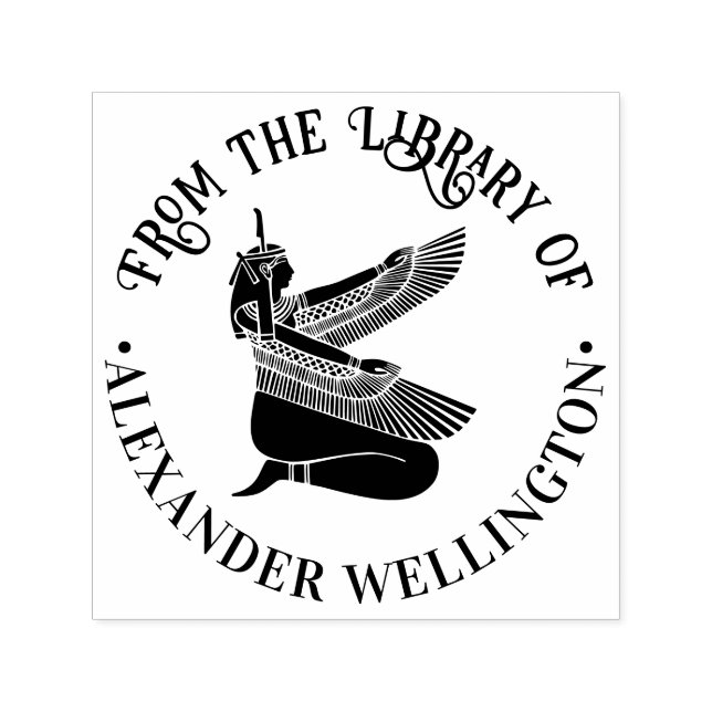 Egyptian Goddess Maat Silhouette Library Book Name Self-inking Stamp (Design)