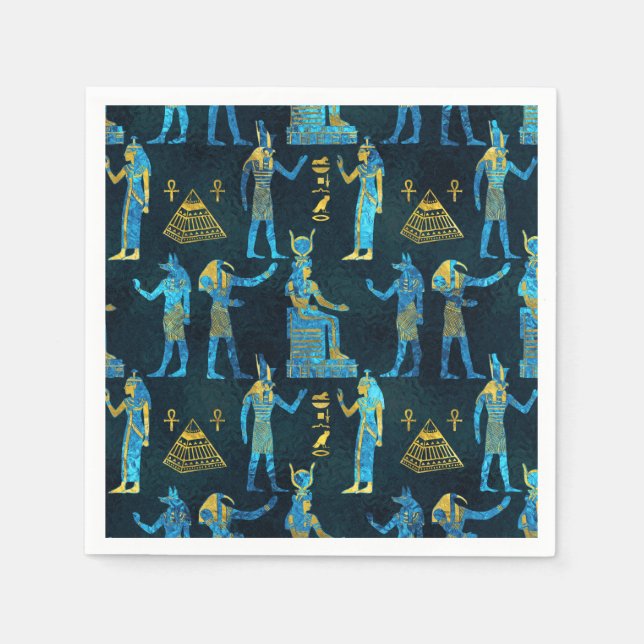 Egyptian  Gold and blue glass pattern Napkin (Front)
