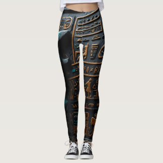 Egyptian Gold Hieroglyphic Leggings