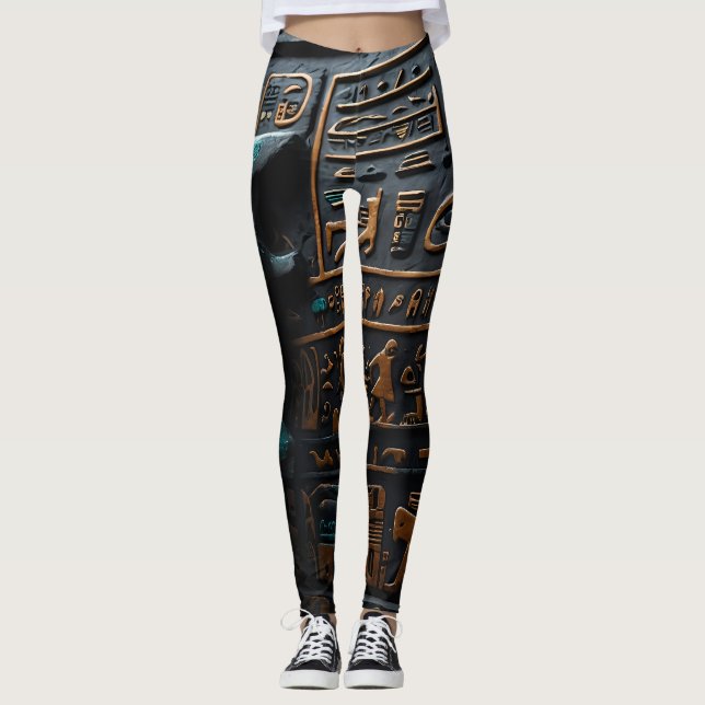 Egyptian Gold Hieroglyphic Leggings (Front)