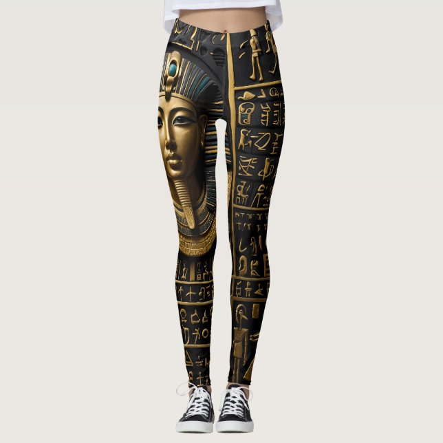 Egyptian Gold Hieroglyphic Leggings (Front)