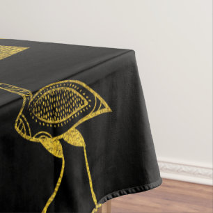 Egyptian  Gold hieroglyphs and symbols collage Tablecloth