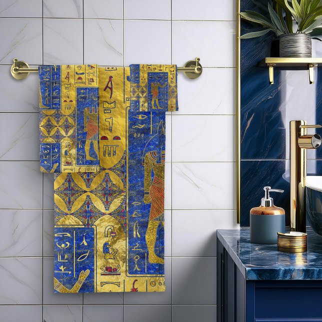 Egyptian  Gold  symbols on Lapis Lazuli Bath Towel Set (Creator Uploaded)