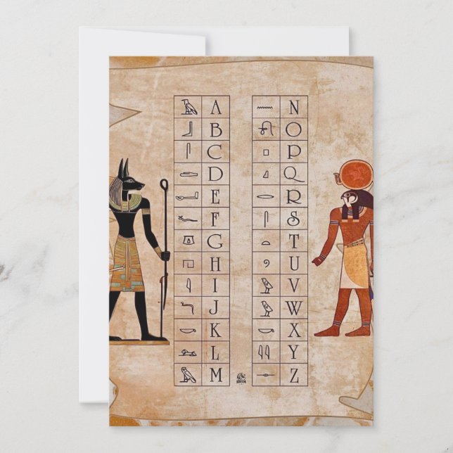 Egyptian hieroglyph Alphabet chart Ancient poster Invitation (Front)