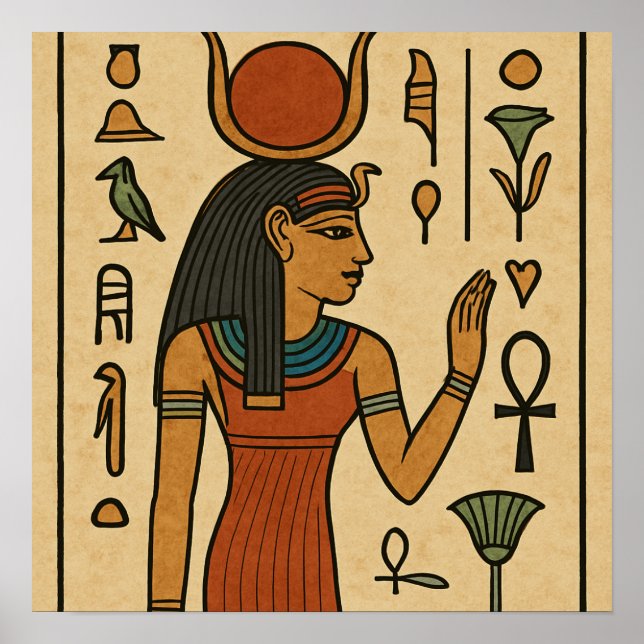 Egyptian Hieroglyphic Art Ancient Symbols Poster (Front)