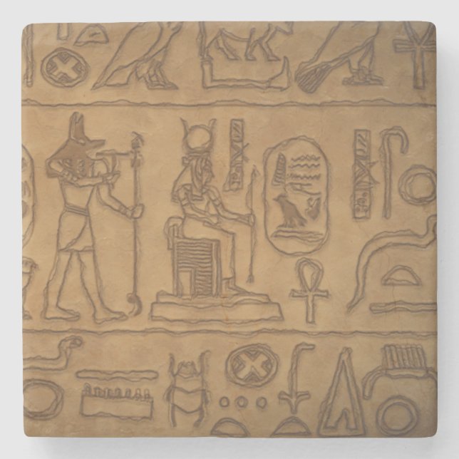 Egyptian Hieroglyphic Art Stone Coaster (Front)