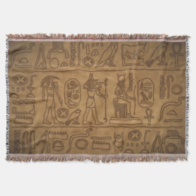 Egyptian Hieroglyphic Art Throw Blanket (Front)
