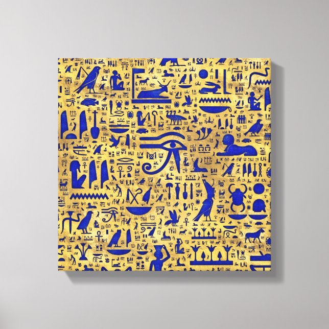 Egyptian hieroglyphic Lapis Lazuli and Gold Canvas Print (Front)