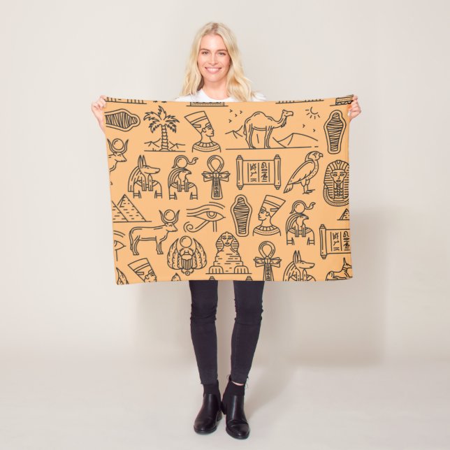 Egyptian Hieroglyphic Symbol Background     Fleece Blanket (In Situ)